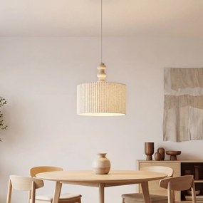 Japandi висяща лампа бежова с ленен абажур 50 см - Fedde