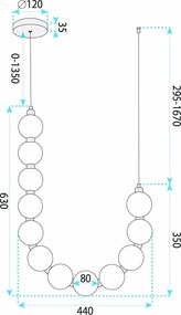 LED висящ полилей LHJ119-CP четкано злато