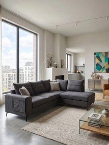 Ъглов диван Hannah-Сиво тъмно-Дясно