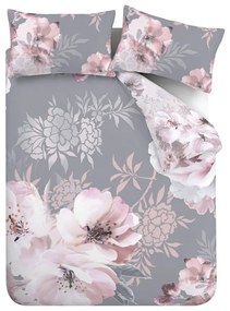 Сиво спално бельо , 135 x 200 cm Dramatic Floral - Catherine Lansfield