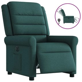 3303300 vidaXL Електрически реклайнер стол, тъмнозелен, текстил