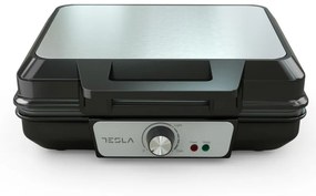 Гофретник Tesla WM200BX, 1000W, За 2 гофрети, Незалепващи плочи, 140 - 220C, Сребрист/Черен