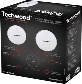 Втора ръка: Прахосмукачка робот 2 в 1 Techwood TAR-2031, 450 Pa, 350 мл, Моп, Автономия 90 мин, Бял