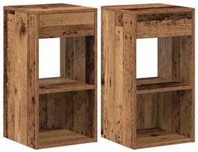 858728 vidaXL Нощни шкафчета с чекмеджета, 2 бр, старо дърво, 35x34x66,5 см