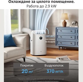 Мобилен климатик Dreo 515S, 1500W, 20-30 м2, 12000 BTU, Охлаждане, Вентилатор, Изсушаване, Гласови команди, LED, Бял