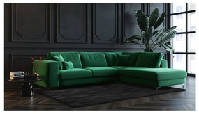 Тъмнозелен кадифен ъглов разтегателен диван Devichy , ляв ъгъл Rothe - devichy