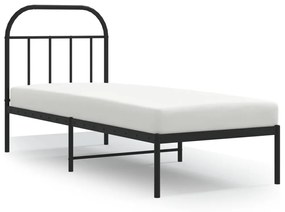 353625 vidaXL Метална рамка за легло с горна табла, черна, 75x190 см