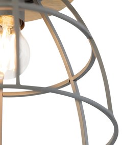 Интелигентна таванна лампа тъмно сива с дърво с WiFi E27 - Arthur