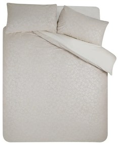 Сиво-бежово двойно удължено спално бельо от жакард 230x220 cm Corded Leaves – Catherine Lansfield