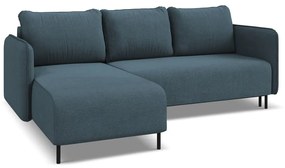 Син разтегателен ъглов диван с място за съхранение (ляв ъгъл) Luana – Makamii