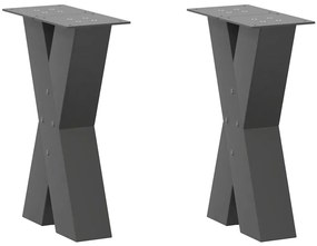 4012950 vidaXL Крака за масичка за кафе, X-образни, 2 бр., антрацит, 28 x (42-43) см, стомана