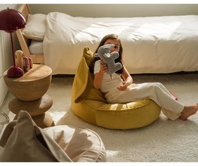 Жълт кадифен детски пуф Bunny – Wigiwama