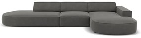 Ъглов диван от сиво кадифе (десен ъгъл) Jodie - Micadoni Home