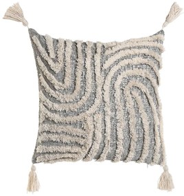 Възглавница Home ESPRIT Бял Сив Пискюли Boho 45 x 15 x 45 cm