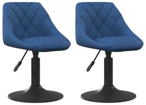 335331 vidaXL Въртящи се трапезни столове, 2 бр, сини, кадифе