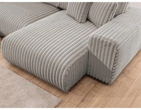 Светлосив ъглов диван от рипсено кадифе (ляв ъгъл/U форма) Justin – Ropez