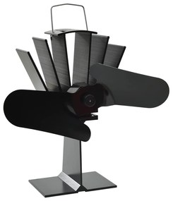 51239 vidaXL Вентилатор за печка за топъл въздух, 2 перки, черен