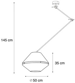 Висящ полилей черен с двойна кадифена абажура зелена със златен интериор - Blitz