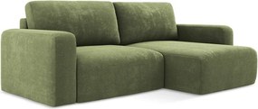 Зелен шенилов сгъваем/с място за съхранение ъглов диван (десен ъгъл) Kona – Makamii