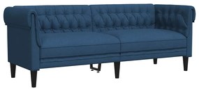 372562 vidaXL Честърфийлд диван, 3-местен, син, текстил