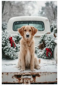 Картина на платно – Коледна атмосфера с куче