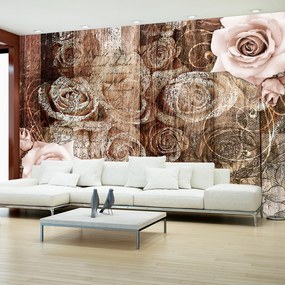 тапет - Old Wood &amp; Roses 100x70