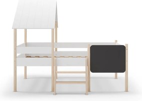 Бяло повдигнато детско легло тип къща от масивен бор 90x190 cm Mint – Marckeric