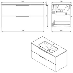 Стенен шкаф без мивка от декор от дъб в естествен цвят 100x52 cm Cirasa – Sapho