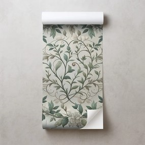 Самозалепващ тапет – Елегантни зелени листа с цветя