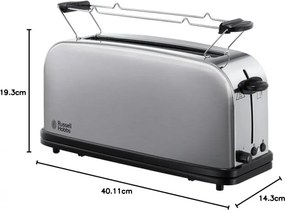 Тостер Russell Hobbs Adventure Oxford 21396-56, 1200W, 2 филии, 1 отвор, 6 нива на изпичане, Тава за трохи, Инокс