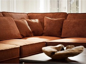 Шенилов ъглов диван в меден цвят (десен ъгъл/L форма) Kirou – Maison de Rêve