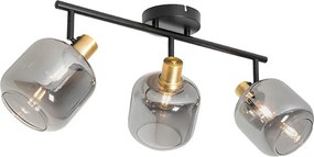 Таванен прожектор черен с опушено стъкло овал 3-светлина - Zuzanna