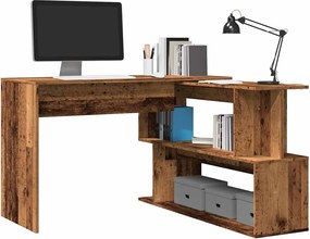 855956 vidaXL Ъглово бюро от старо дърво 200,5x50x76 cm Инженерна дървесина