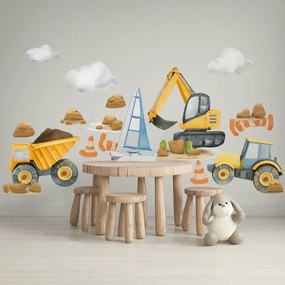Комплект стикери за стена за момче - превозни средства и строителни машини Šírka: 100 cm | Dĺžka: 200 cm