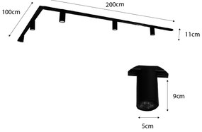 Модерна релсова система за осветление с 5 спота бяла 1-фазна GU10 35mm - Iconic Ruby