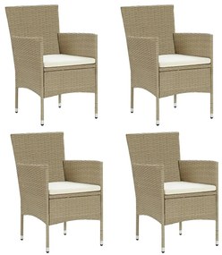 Sonata H Градински трапезни столове, 4 бр, полиратан, бежови