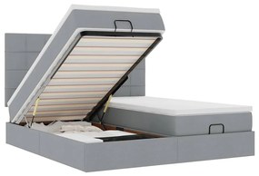 3314548 vidaXL Османска легло с матрак и LED, светлосиво, 200x200 см, плат