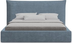 Синьо двойно легло 160x200 cm тапицирано с място за съхранение с включена подматрачна рамка Esala – Makamii