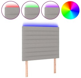 3122546 vidaXL LED горна табла за легло, светлосива, 90x5x118/128 см, плат