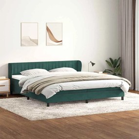 3317712 vidaXL Box Spring легло с матраци Тъмно зелено 200x210 cm кадифе