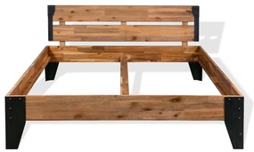 281453 vidaXL Рамка за легло, акациево дърво масив и стомана, 152x203 см