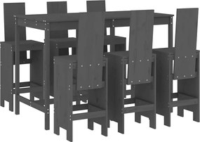 3157783 vidaXL Градински бар комплект от 7 части, сив, масивно дърво бор