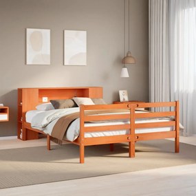 3321864 vidaXL Легло с етажерка за книги, без матрак, 140x190 см, бор масив