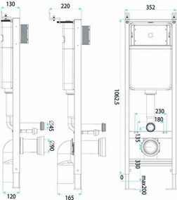Комплект Структура за Вграждане за WC Slim 024N с Бутон HD Gold