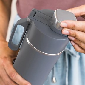 Термос Ninja DW2401EUUKGY, 700 мл, Подходящ и за газирани напитки, Тройна термоизолация, Без BPA, Топло до 8ч, Студено до 24ч, Сив