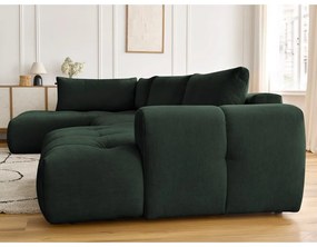 Зелен сгъваем/с място за съхранение ъглов диван (ляв ъгъл/U форма) Fuji – Bobochic Paris