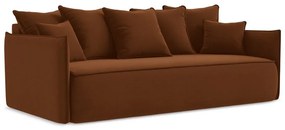 Теракотен кадифен разтегателен диван с място за съхранение 225 cm Hula – Makamii