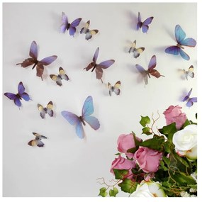 Комплект от 18 сини самозалепващи се 3D стикери Пеперуди - Ambiance