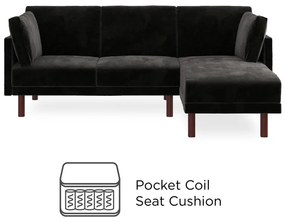 Черен променлив ъглов разтегателен диван с кадифена повърхност Clair - Støraa