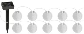 LED соларен гирлянд 10xLED/1,2V 300mAh 3,7m IP44 студена бяла светлина